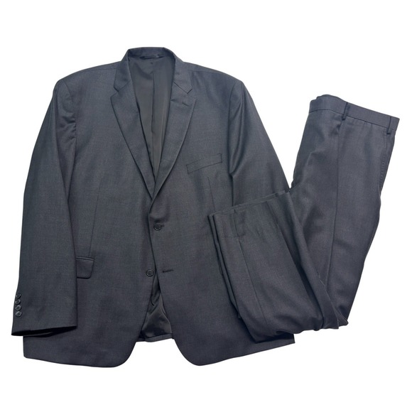 Jos. A. Bank Other - Jos A Bank 52L 46x31 Charcoal 2pc Pant Suit Traveler Tailored Fit Flat Front